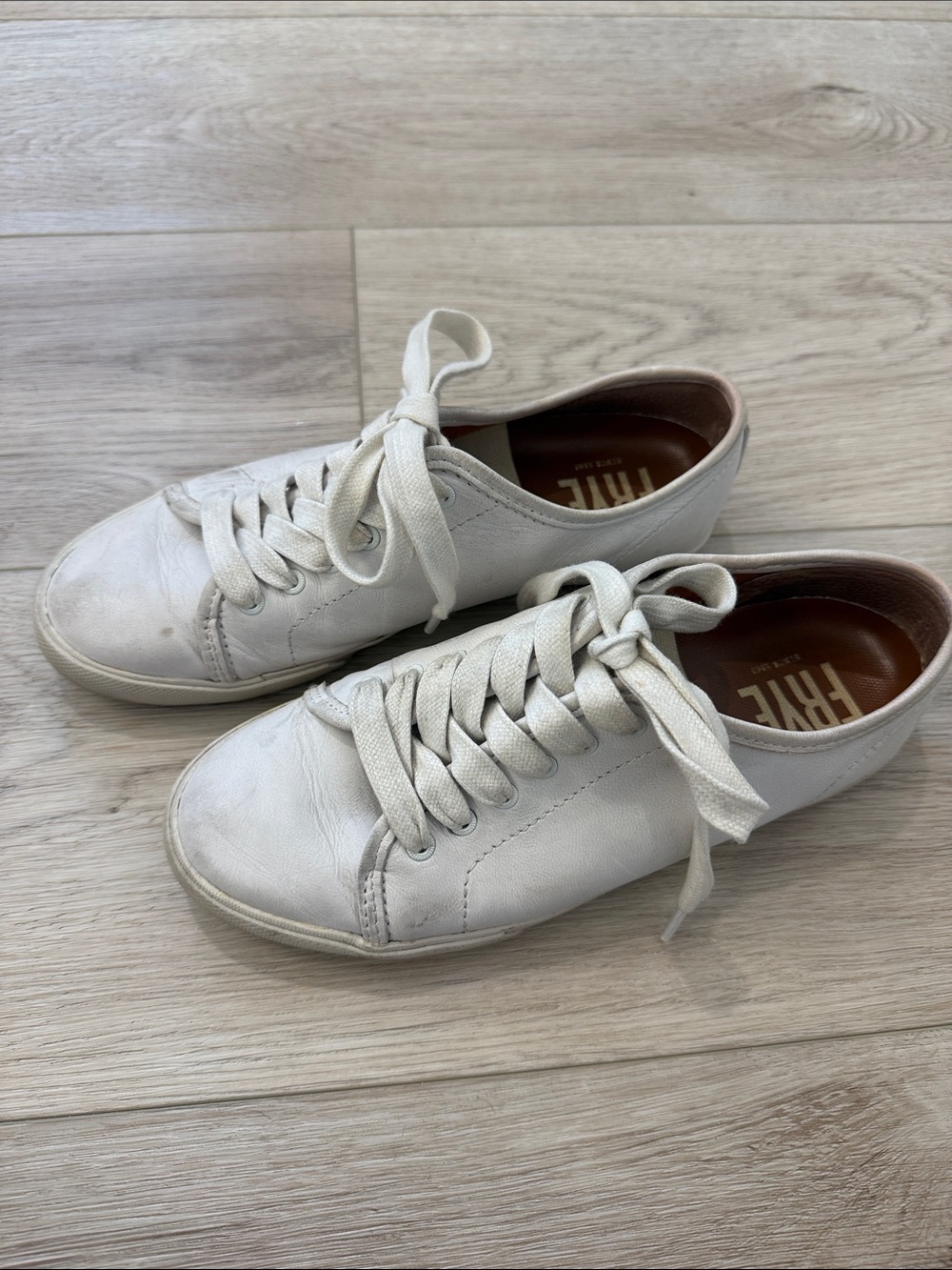 Frye White Leather Low Top Lace Up Sneakers Size 6